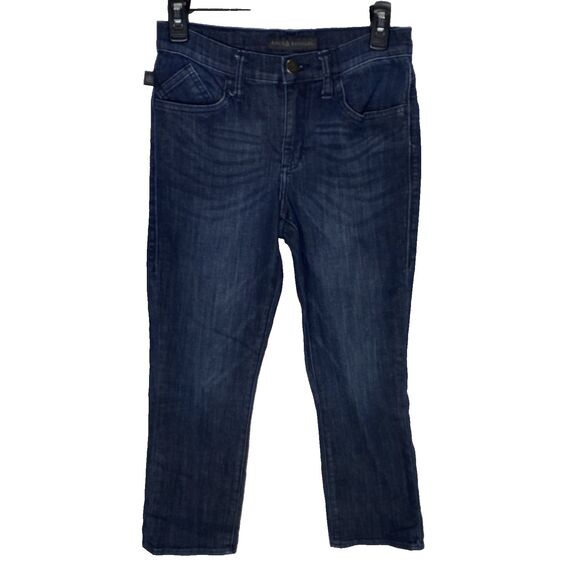 Vintage ROCK & REPUBLIC Jeans Straight Studded Pockets Denim Dark Womens 4 Blue - Picture 2 of 10